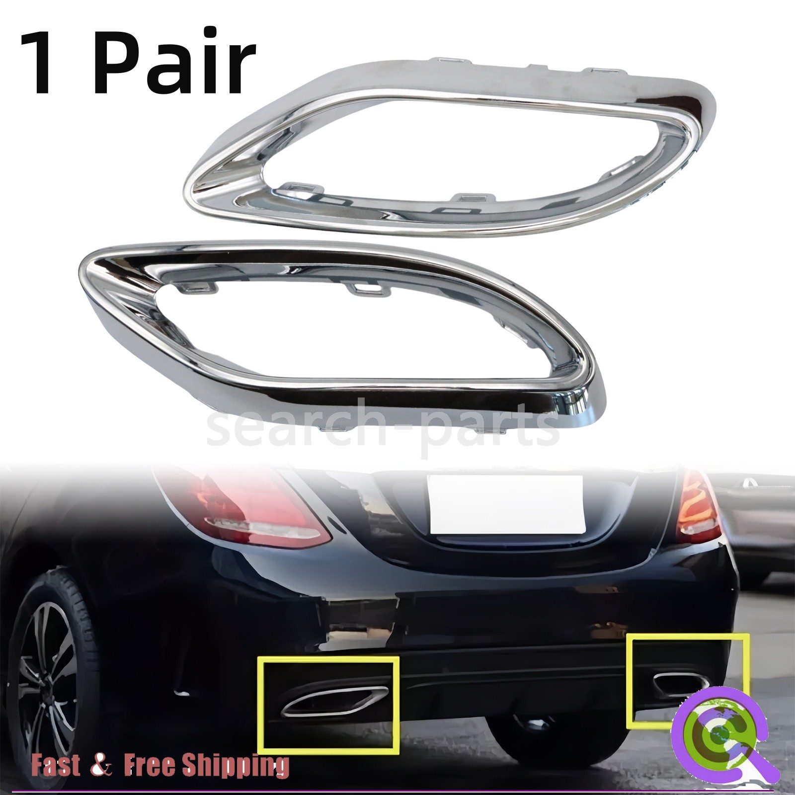 L+R Bumper Trim Chrome For Mercedes-Benz 2019-2022 A220 2018 E400 2021 E350