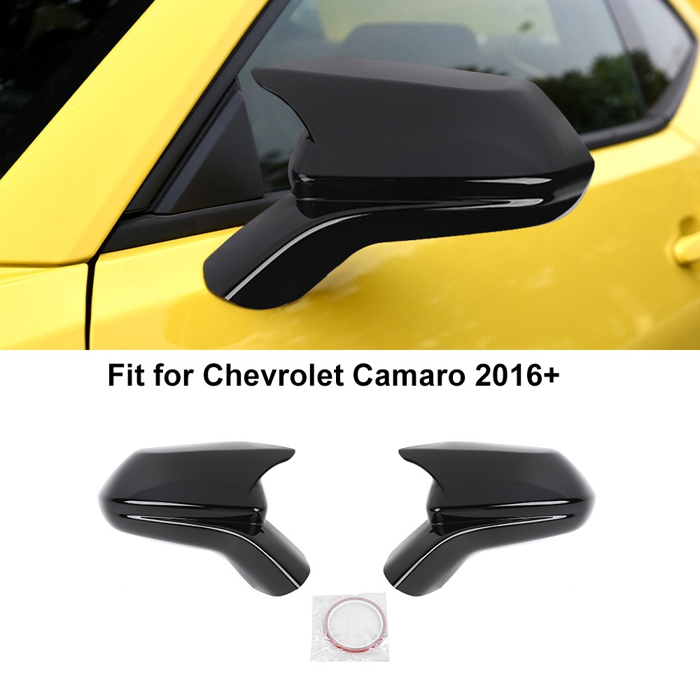 🏆 Gloss Black Look Rearview Mirror Cover Caps Overlay for 16-23 Chevy Camaro