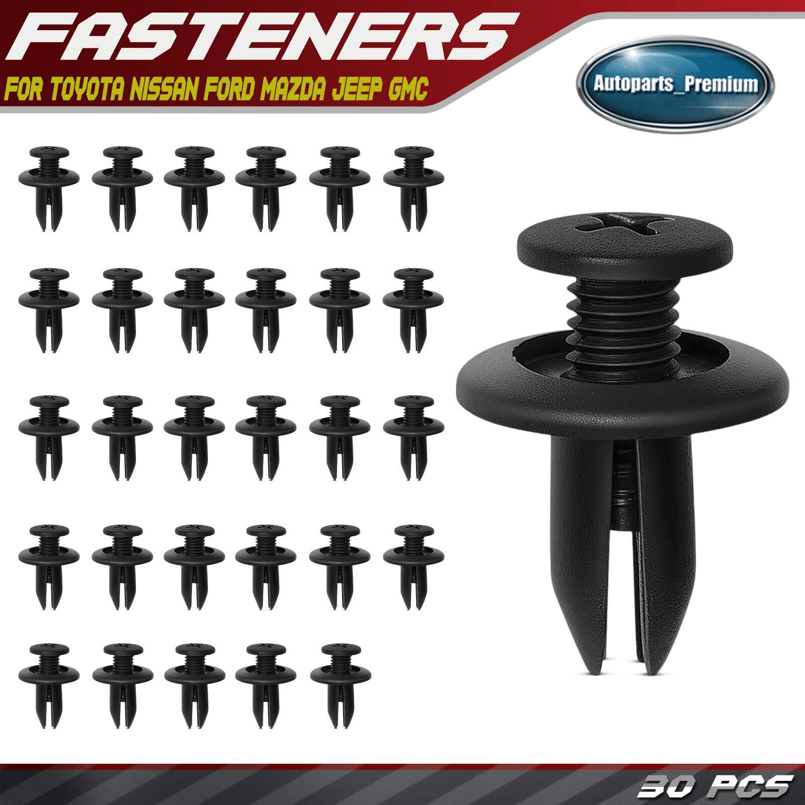 30Pcs 7mm Retainer Bumper Clips Screw-Type for Toyota Nissan Ford Mazda Jeep GMC