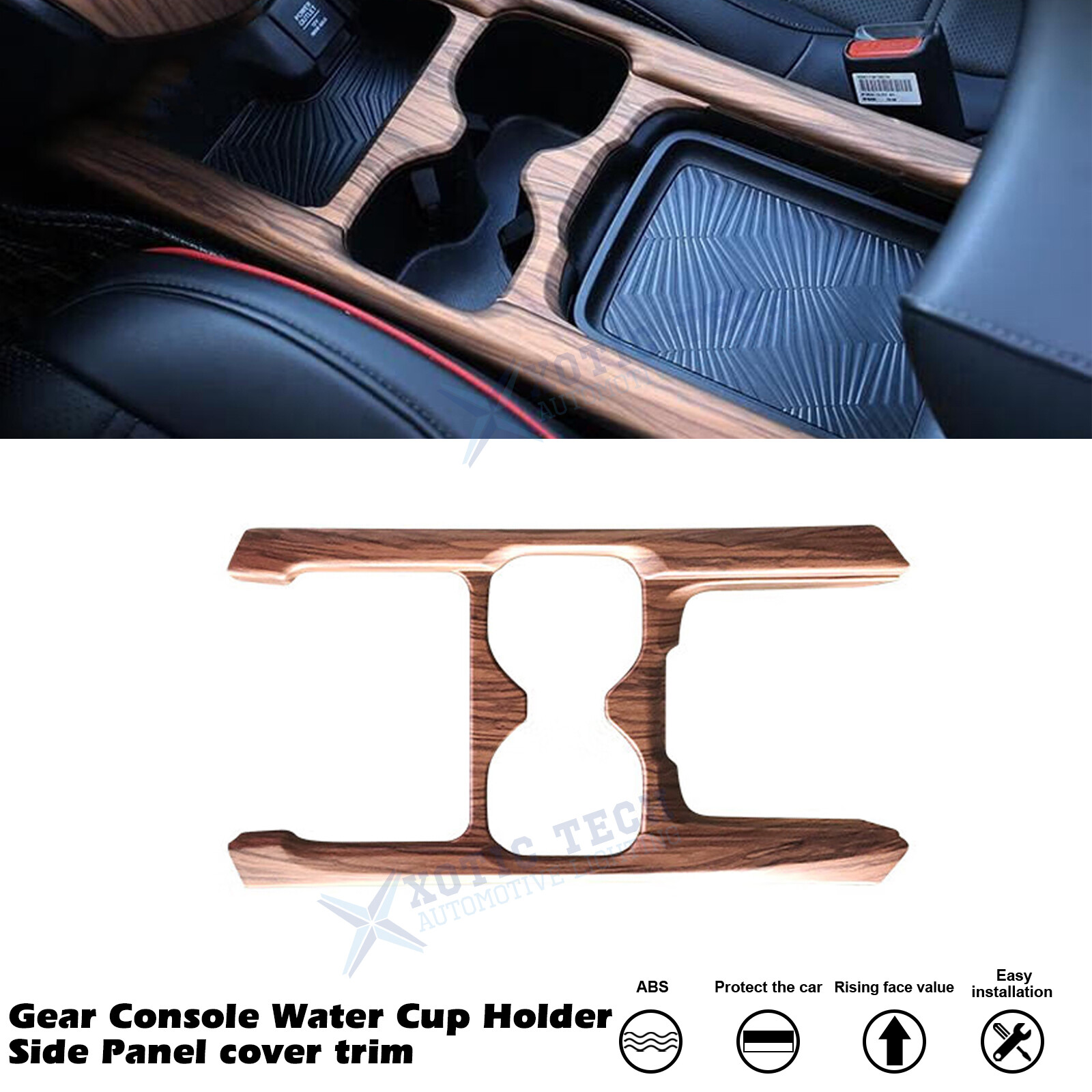 For Honda CRV 2021 2022 Center Consoles Cup Holder Trims Peach Wood Grain Decor