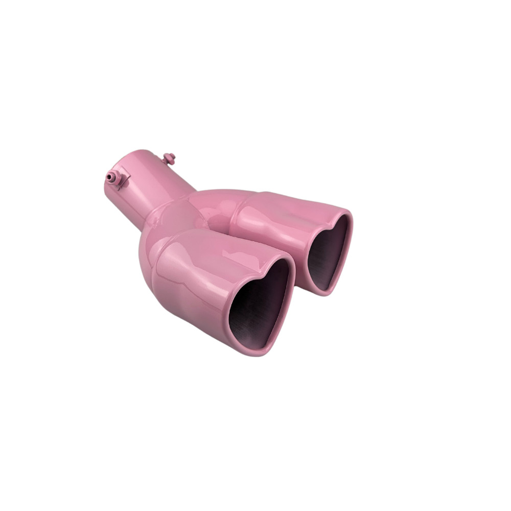 OtpOutopa Heart-Shaped 2.5 inch Inlet Dual Exhaust Muffler Tip Angle Cut,Pink