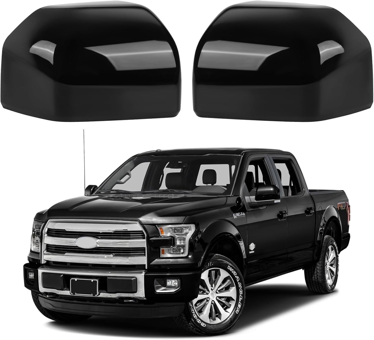 GLOSS BLACK Mirror Cover Fit for 2015-2020 FORD F150 F-150 15-20 , 1 pair
