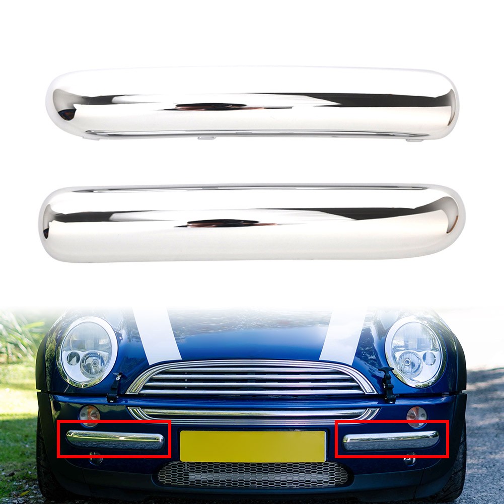 1 Pair Front Bumper Chrome Trim Molding Fit Mini Copper One Cabrio R50 2001-2004