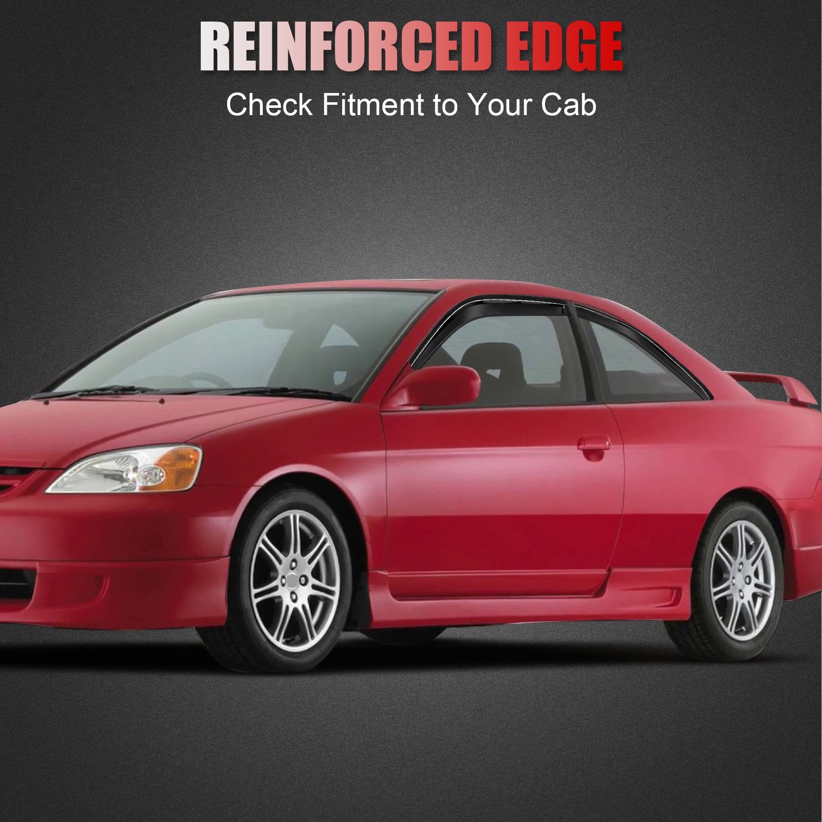 Rain Guard Tape-On Slim Style Window Visors For 96-00 Civic Coupe