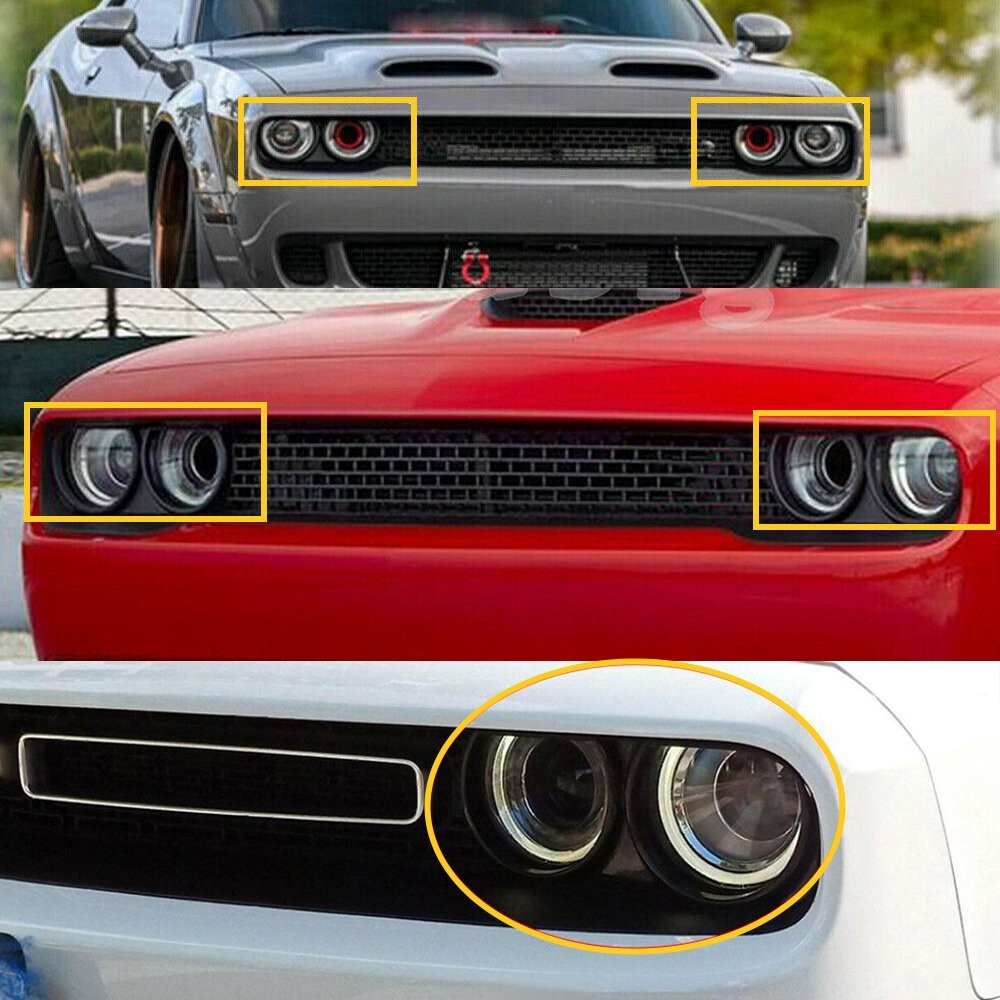 Front Headlight Bezel Lamp Trim Left Right & for 2015-20 Dodge Challenger