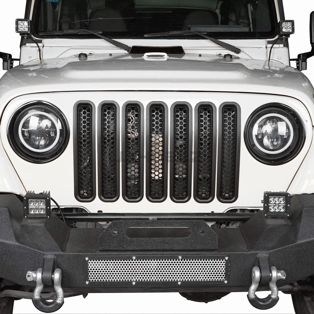 Honeycomb Mesh Front Grill Inserts Fit 1997-06 Jeep Wrangler TJ Unlimited (7X)