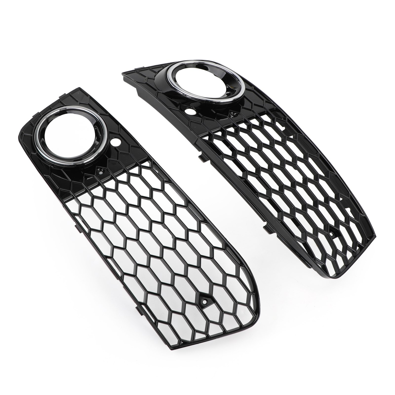 Pair Honeycomb Mesh Fog Light Open Vent Grill Intake Fit Audi A4 B8 2009-2012 10