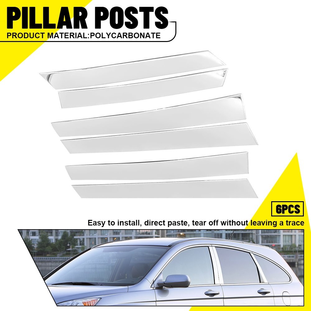 6Pcs Chrome Window Pillar Covers for Honda CR-V 2007-2011 Glossy Exterior Trim