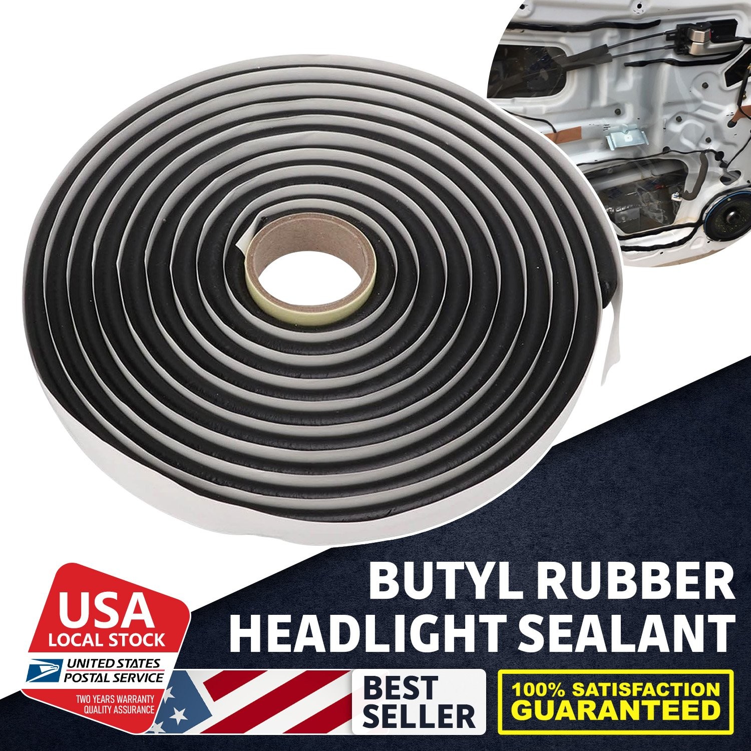 Headlamp Glue Black Butyl Rubber Glue Headlight Sealant Waterproof durable