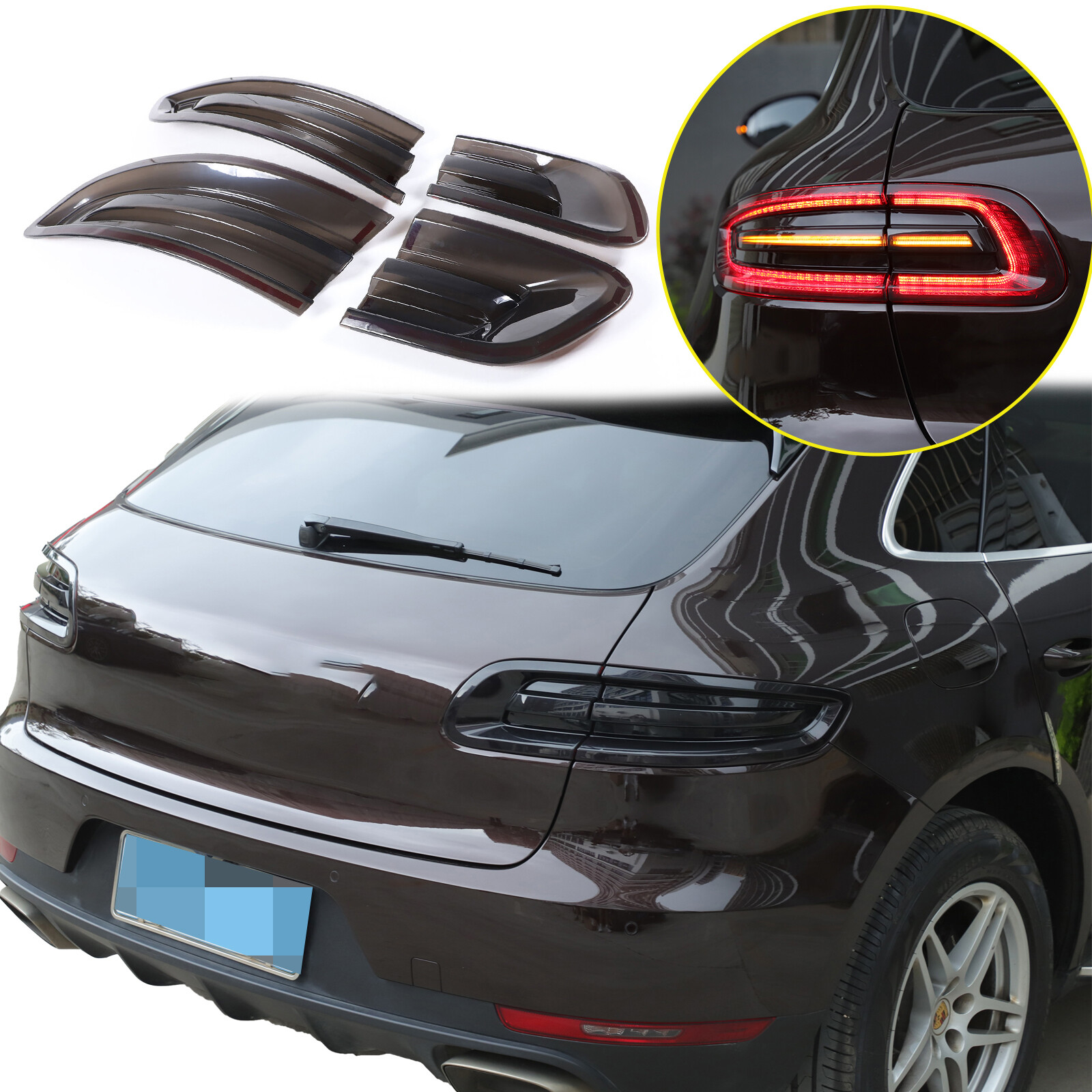 Smoked Black Rear Tail Light Guard Cover Trim For Porsche Macan 95B 2015-2018