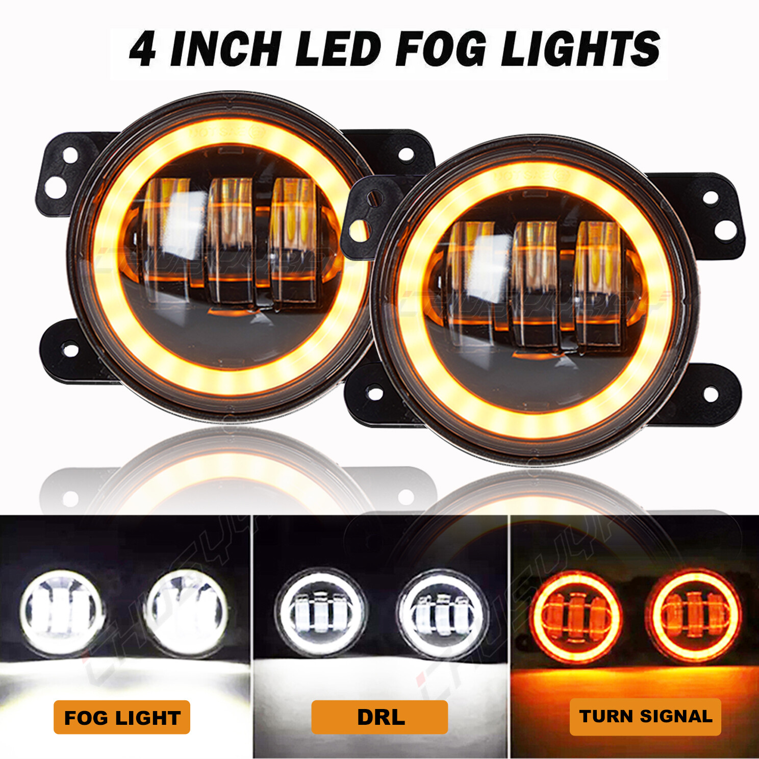 Pair 4 inch Round LED Fog Lights Bumper Driving Lamp For Dodge Magnum 2005~2008
