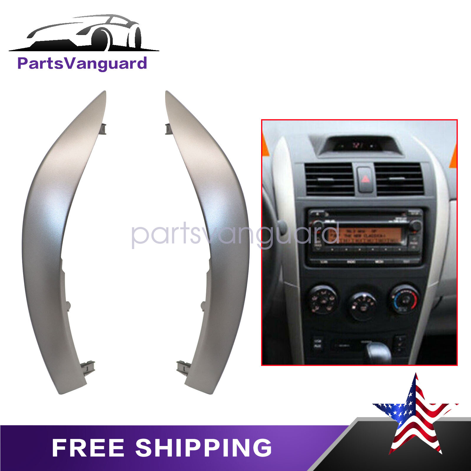 Pair Upper Side Central Dashboard Trim Strip FOR Toyota Corolla Altis 2009-2013