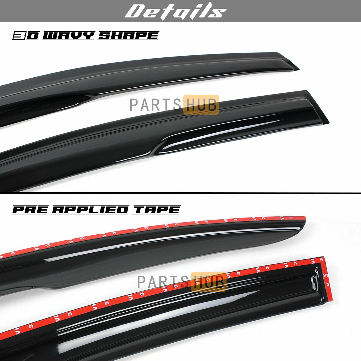 For 2014-2018 Kia K3 Forte JDM 3D Wavy Mugen Style Window Visors Rain Guards