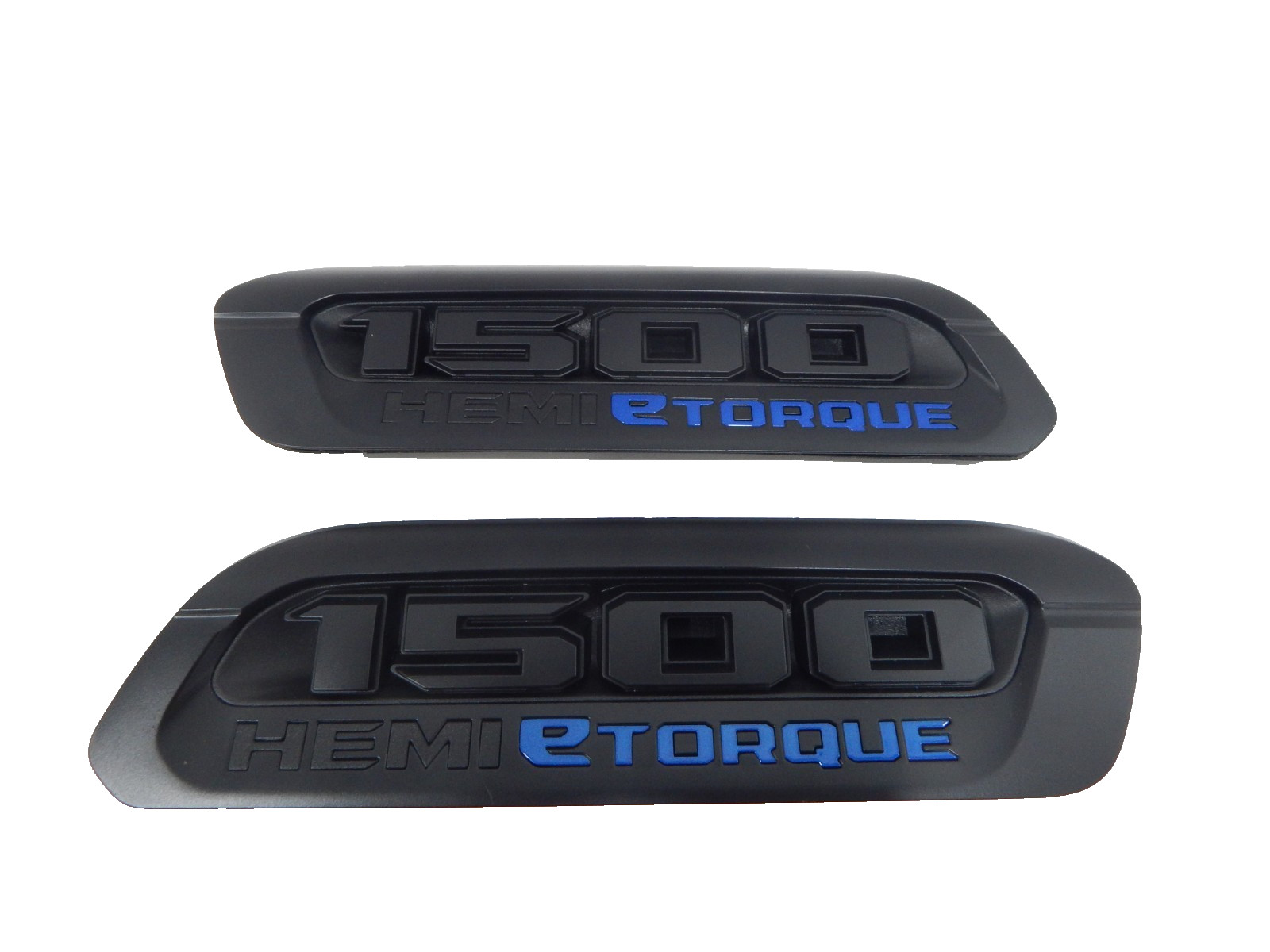 New OEM 2019-24 Dodge Ram 1500 HEMI ETorque Left & Right Hood Emblem Black Blue