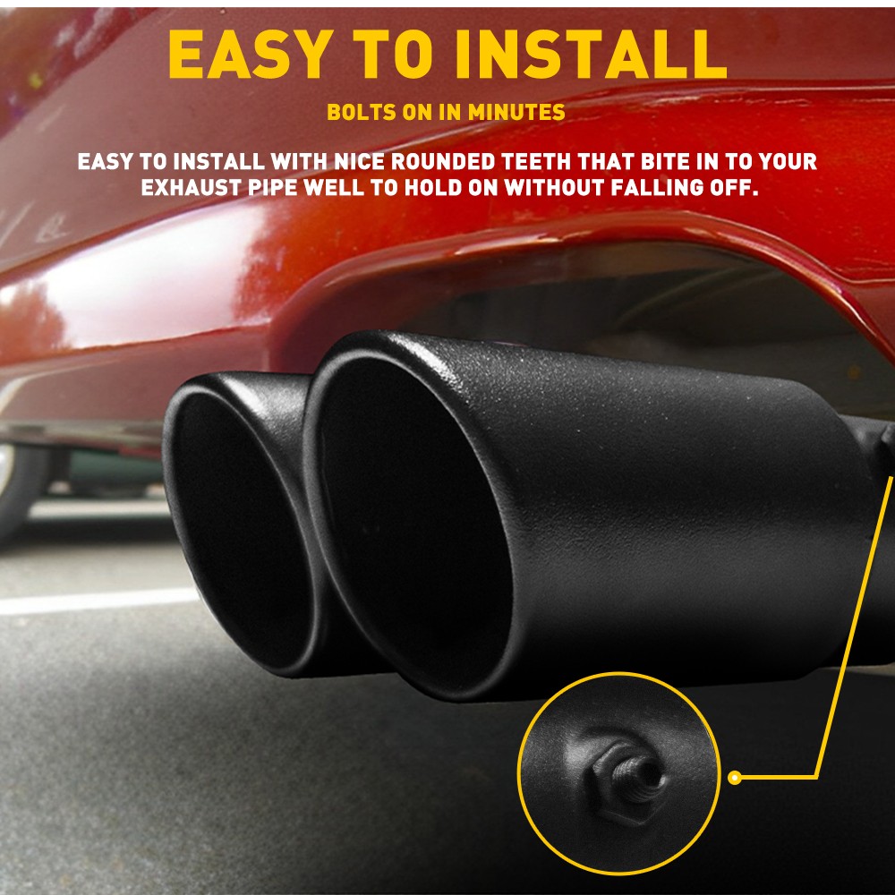 Black Car Rear Dual Exhaust Pipe Tail Muffler Tip Auto Accessories Universal