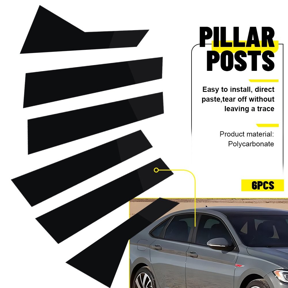 For VW Jetta 2019-2020 2021 Gloss Black Pillar Posts Door Window Trim Cover Set
