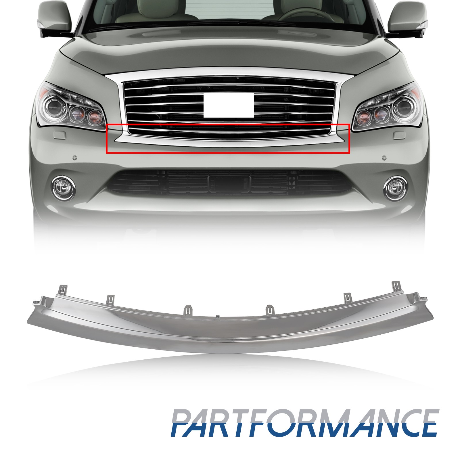 Fit 2011-2013 Infiniti QX56 2014 QX80 Front Lower Radiator Grille Molding Trim