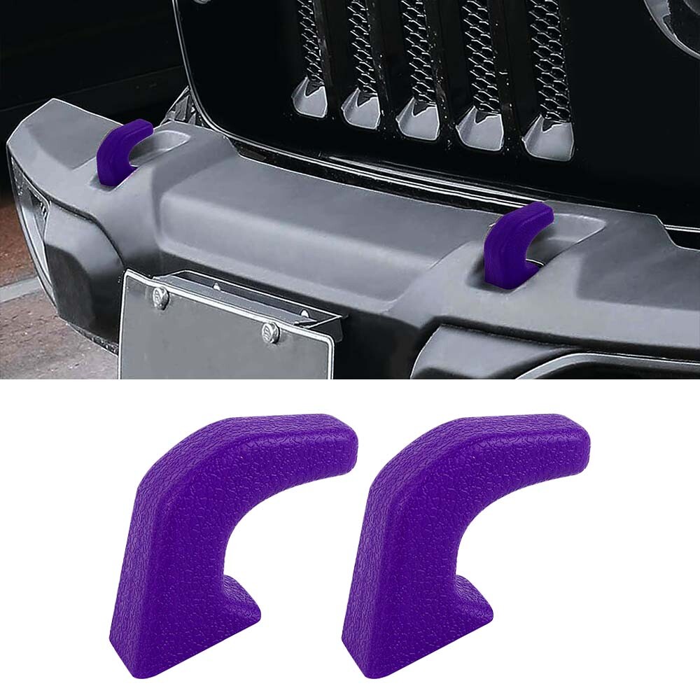 2pcs Front Bumper Tow Hook Cover Trim For Jeep Wrangler JK JL JT 2007-23 Purple