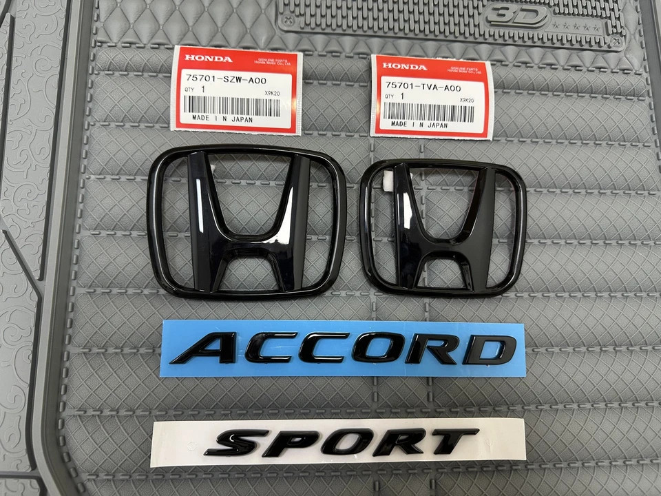 4PC For 2018-2022 Accord Honda Sedan 4Dr Sport Front Grill Trunk Emblem Badge