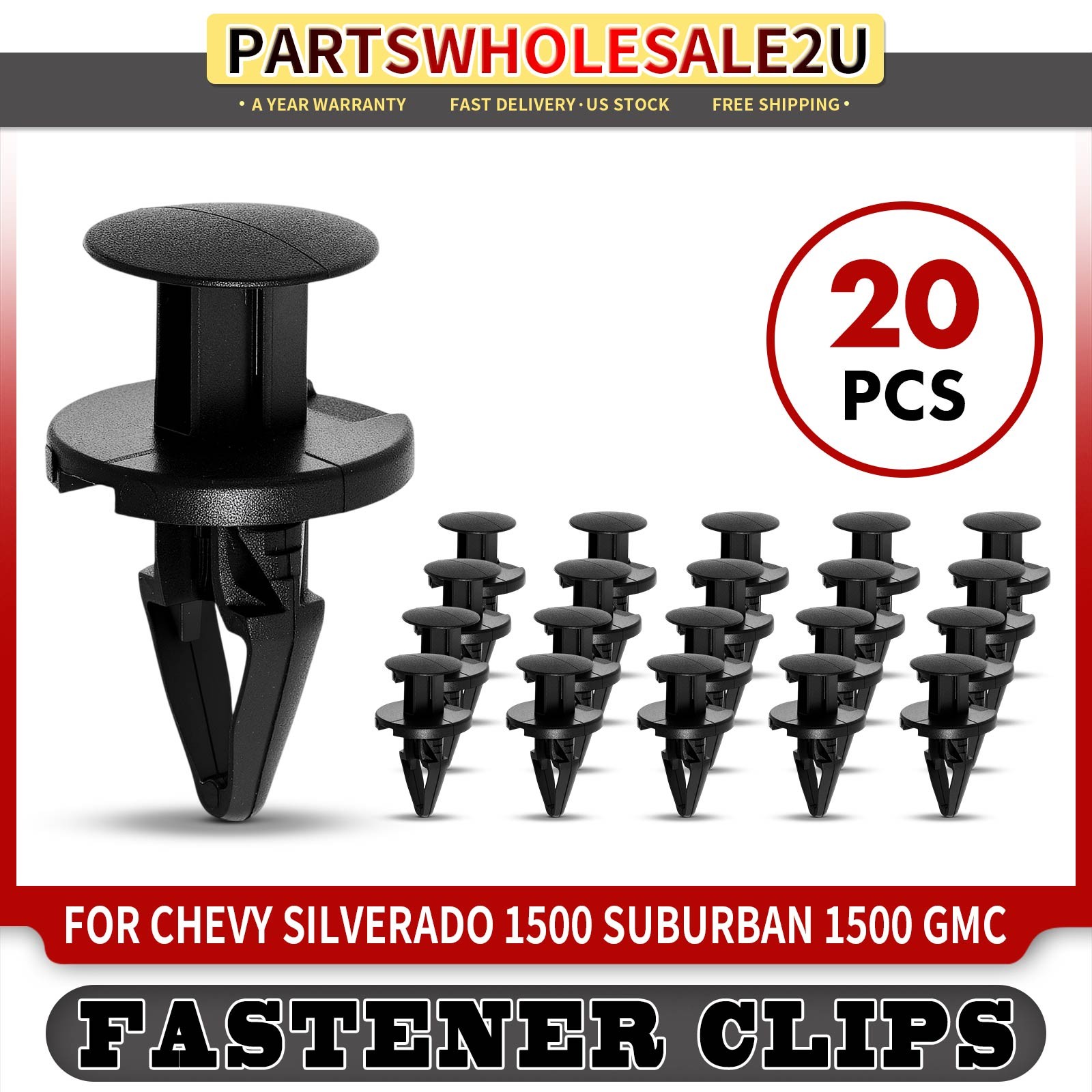20Pcs 8.5mm Nylon Bumper Fascia Flares & Air Dam Retainers Clips for Chevy GMC