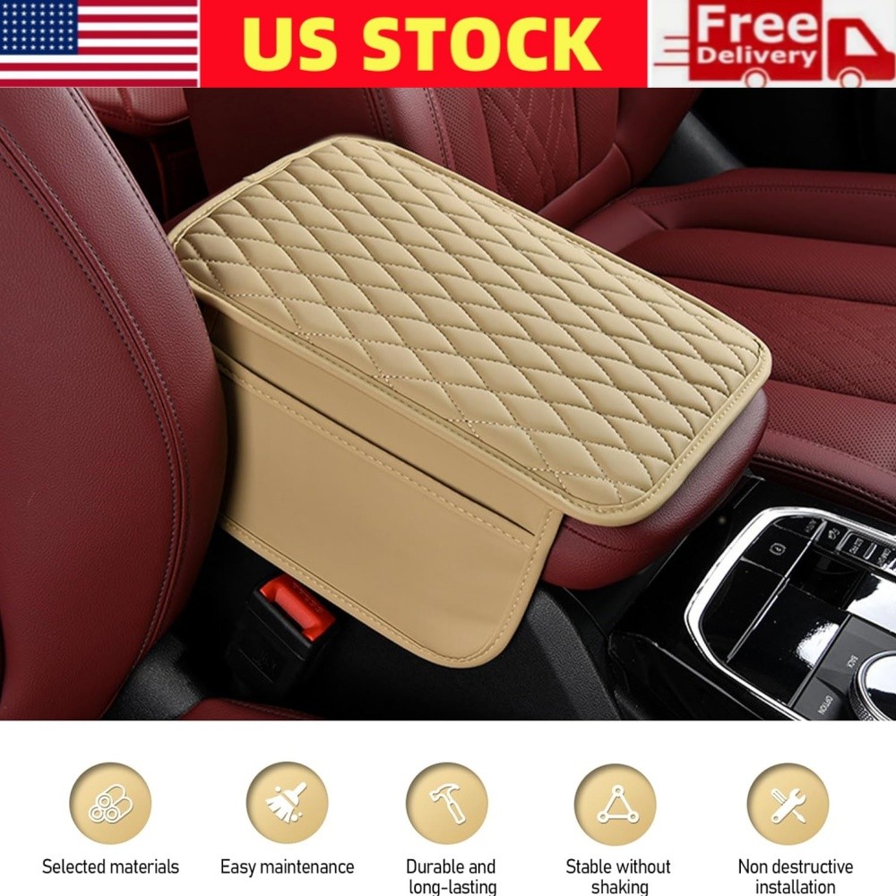 Car Center Console Cover Leather Waterproof Car Armrest Cover Cushion Waterproof