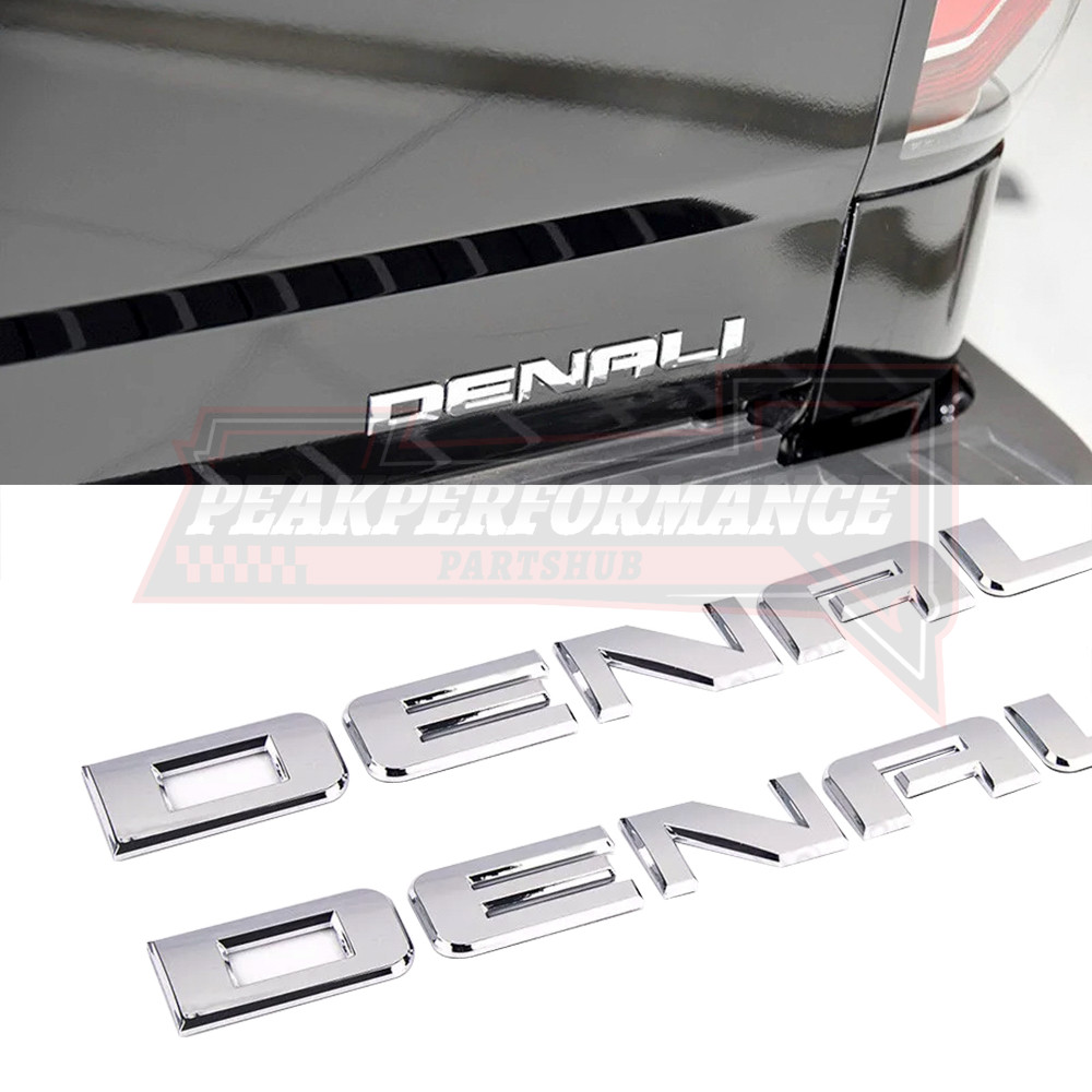 2Pcs Denali Door Tailgate Letter Nameplate For Sierra 3D Emblem Badge Silver