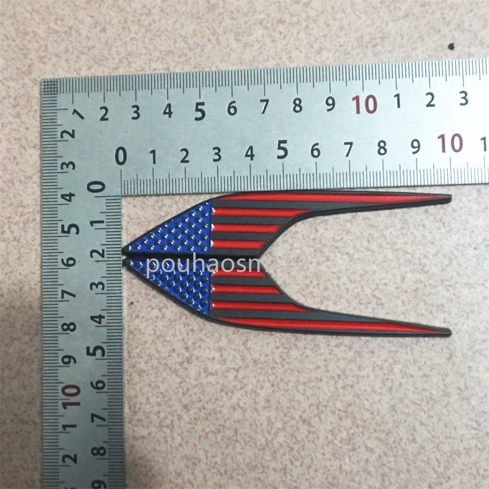 1x Red USA Flag Matte Black Left Metal Front Grille Emblem Badge America Vehicle