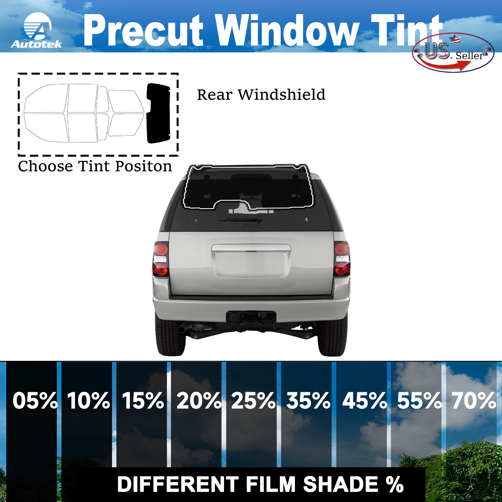 Window Privacy Film PreCut Window Tint 2Ply For 2002-2010 Ford Explorer 4door