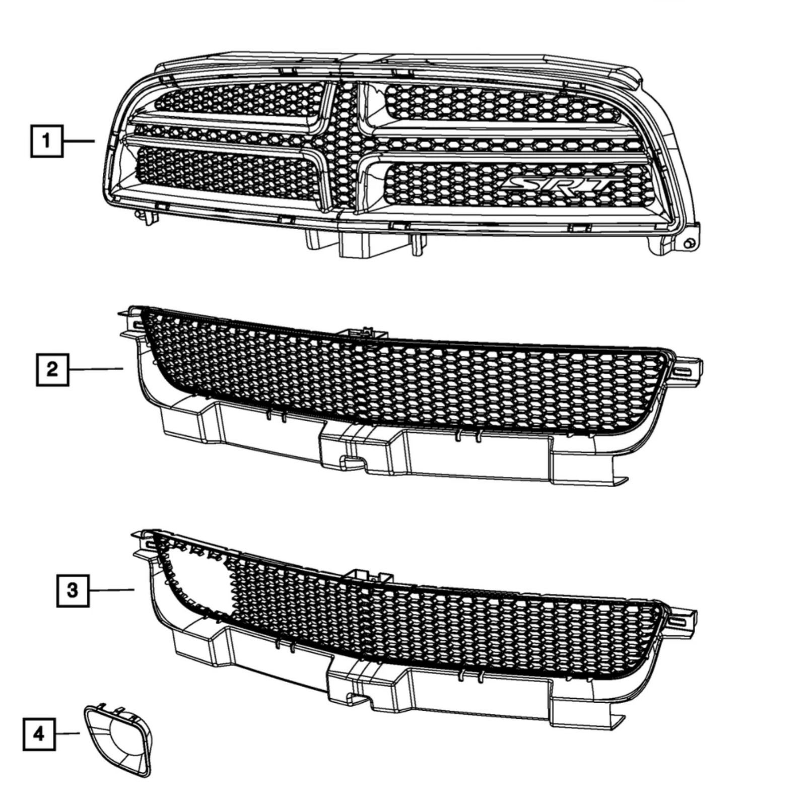 Right Hand Side Front Bumper Grille Trim 68072152AA For Dodge Charger 2012-2014