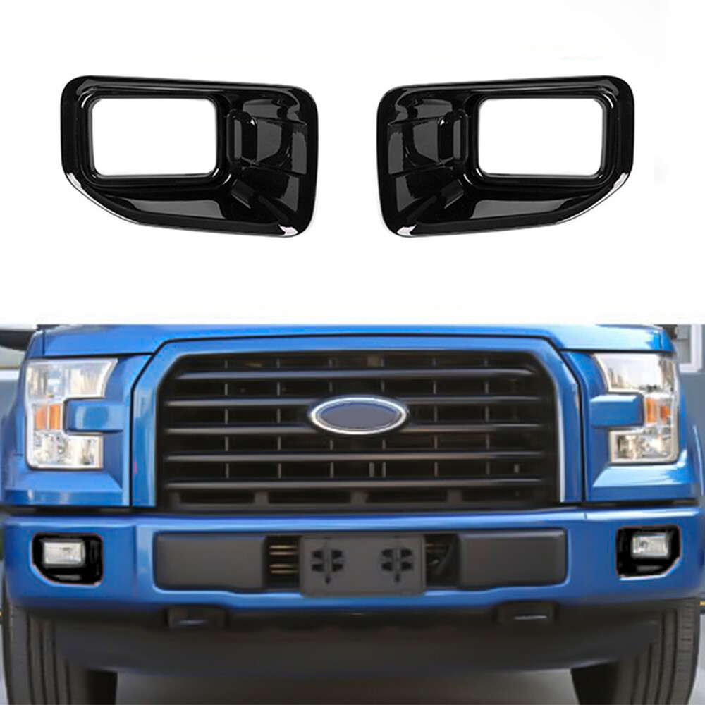 Black Front Bumper Fog Light Lamp Cover Trim Bezels For Ford F150 XLT 2015-2020