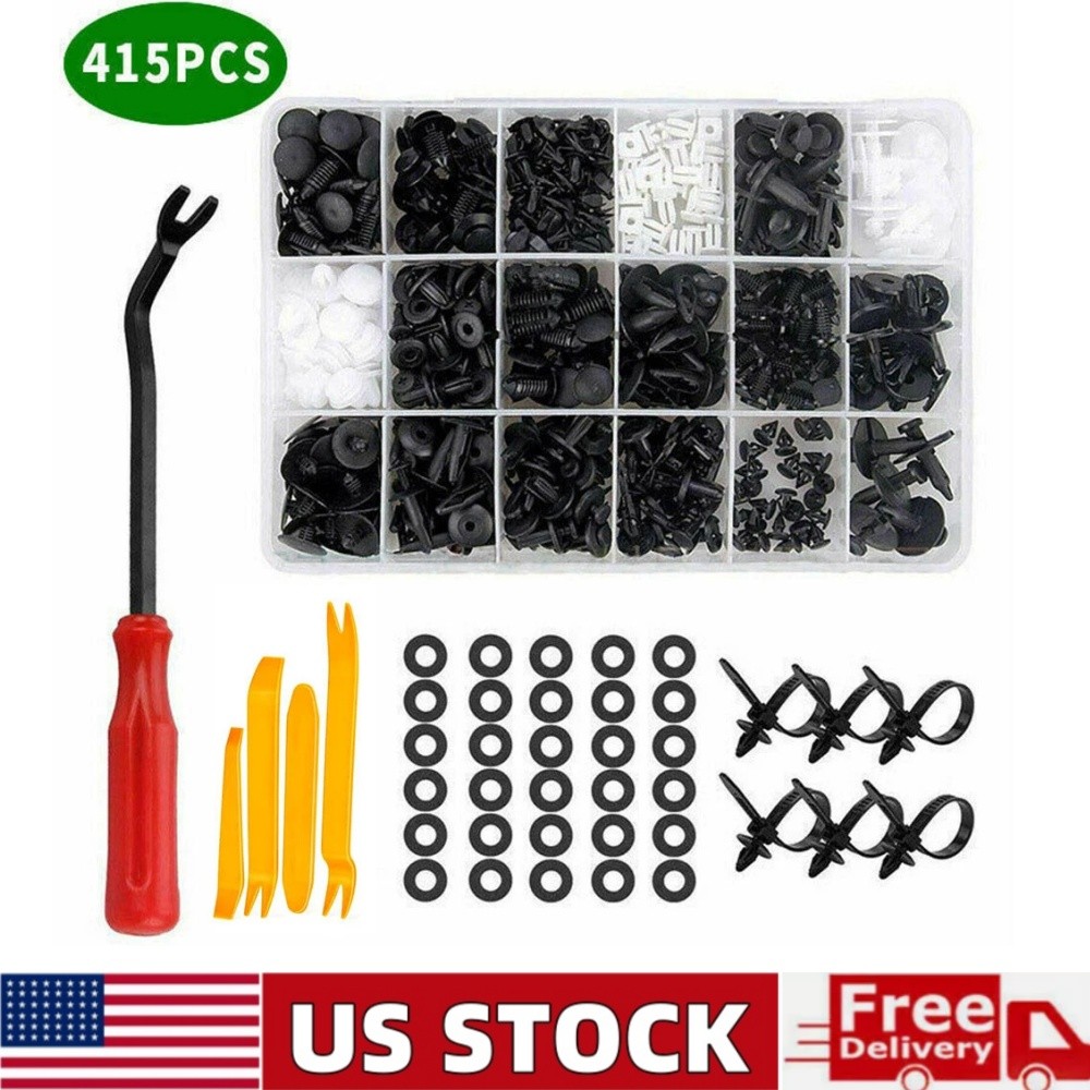 415Pcs Automotive Body Trim Retainer Fastener Clips Push Pin Rivets Assortment