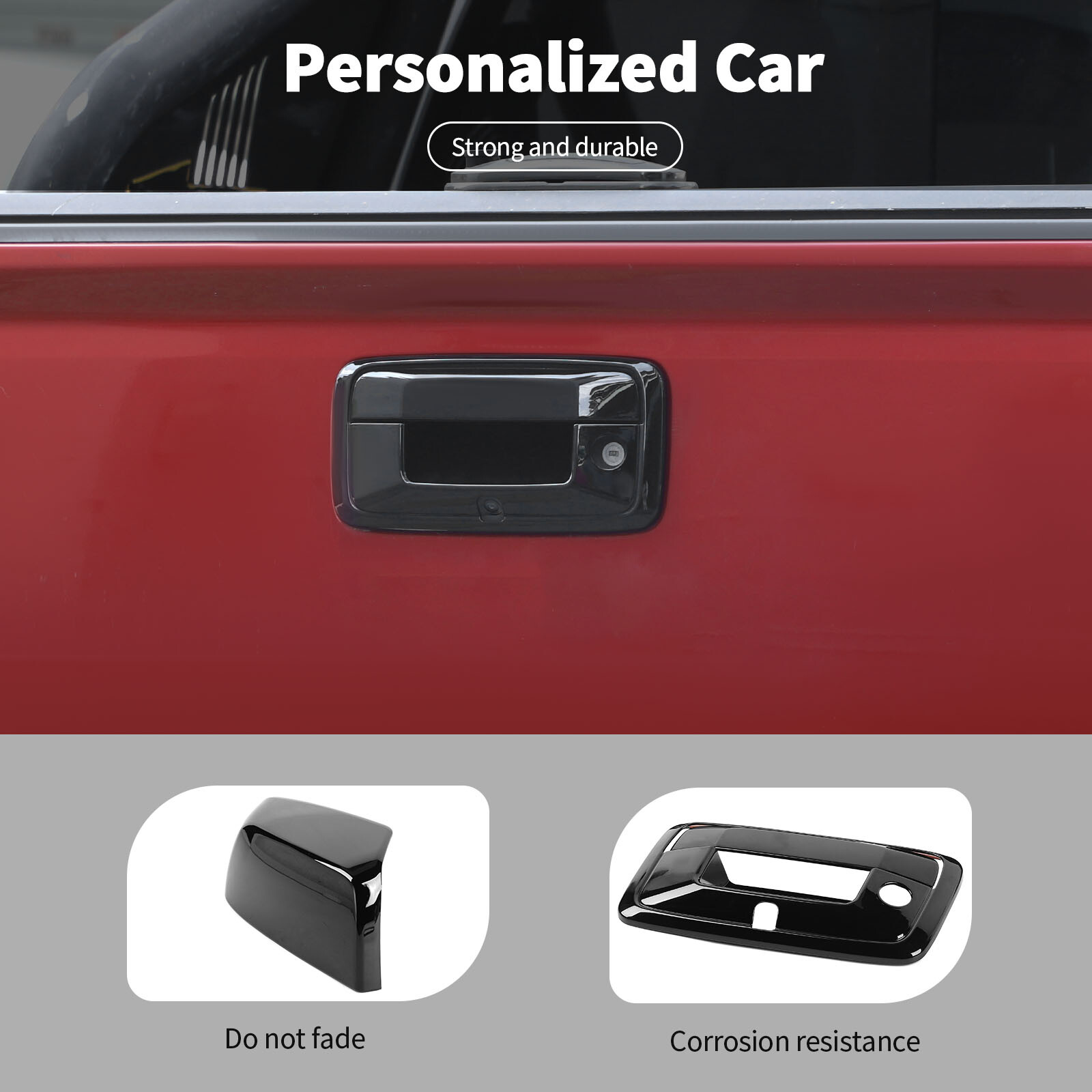 For 2015+ Chevy Colorado/CANYON Top Mirror + Door Handle + Tailgate Covers Black