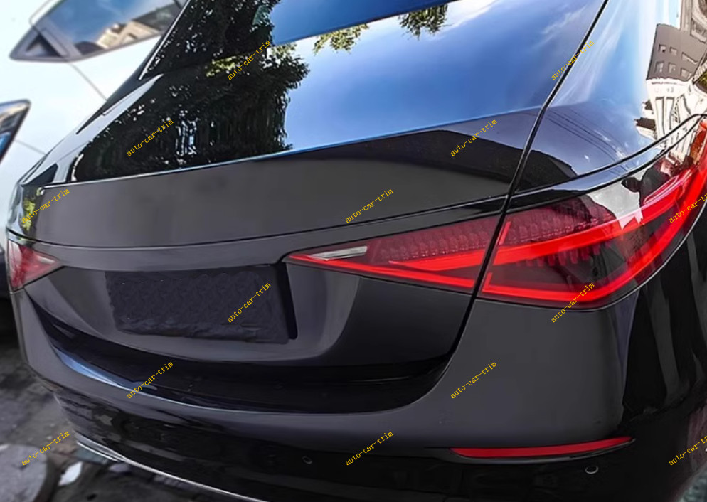 3PCS For Benz S-Class 2021-2024 Black steel Rear Tailgate Trunk Lid Cover Trim