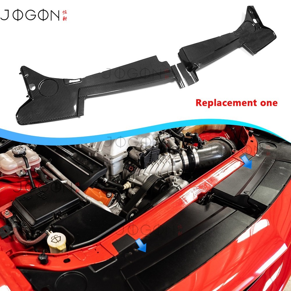2PCS Real Carbon Replacement Engine Panel For Dodge Challenger SRT Hellcat 2015+