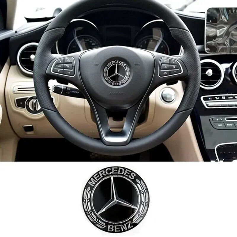Alloy 52mm Car Steering Wheel Center Badge Emblem Sticker for Mercedes Benz