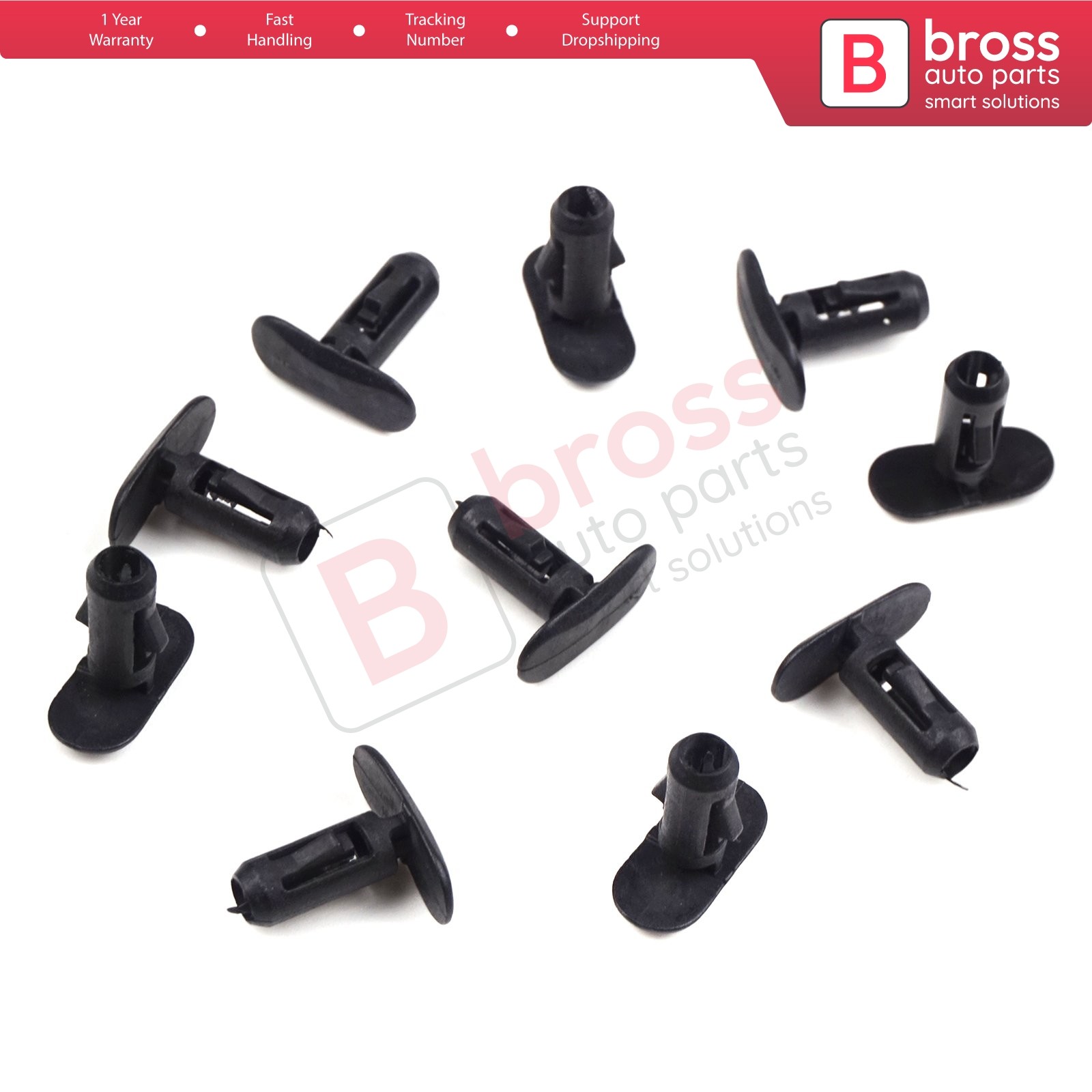 Bross Auto Parts BCF407 10 Pieces Retaining Clip, Black for Renault : 82176228