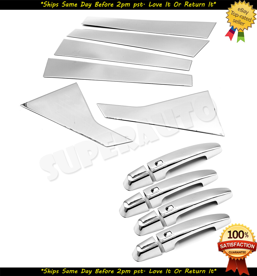 Fits 2016-2020 Chevrolet Malibu 6pcs Door Pillar+Handle Cover Overlays w/ 4 SMK