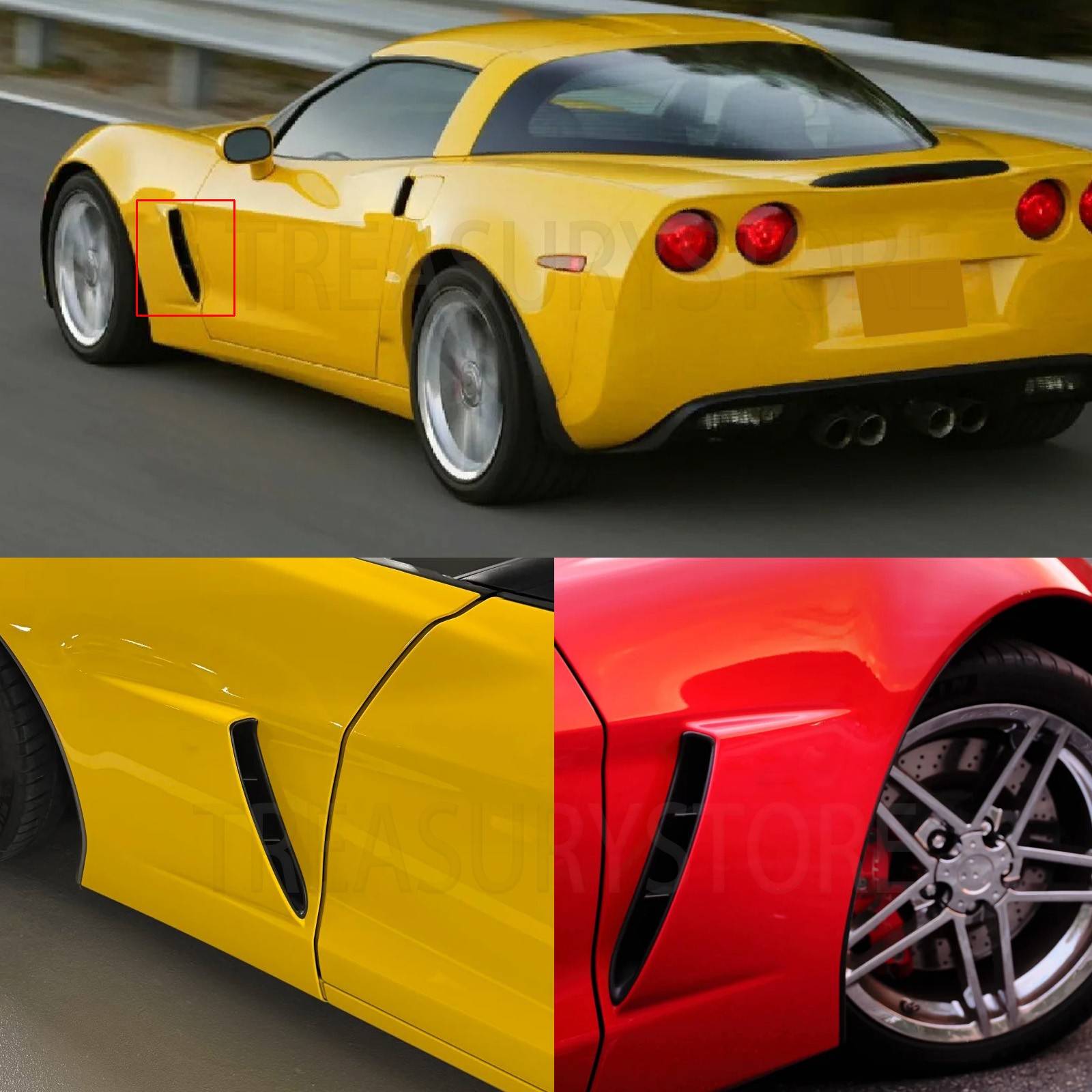 For Corvette C6 Z06 2006-2013 LH & RH Side Fender Outer Vent Grille Matte Black