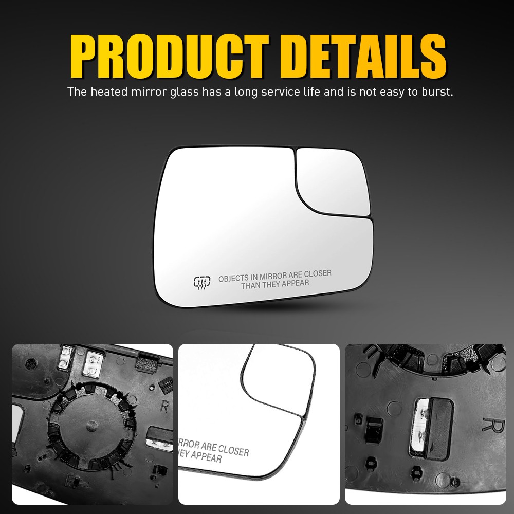 Passenger Mirror Glass Heated w/ Plate For Dodge RAM 1500 2019-25 Outside 1-10X