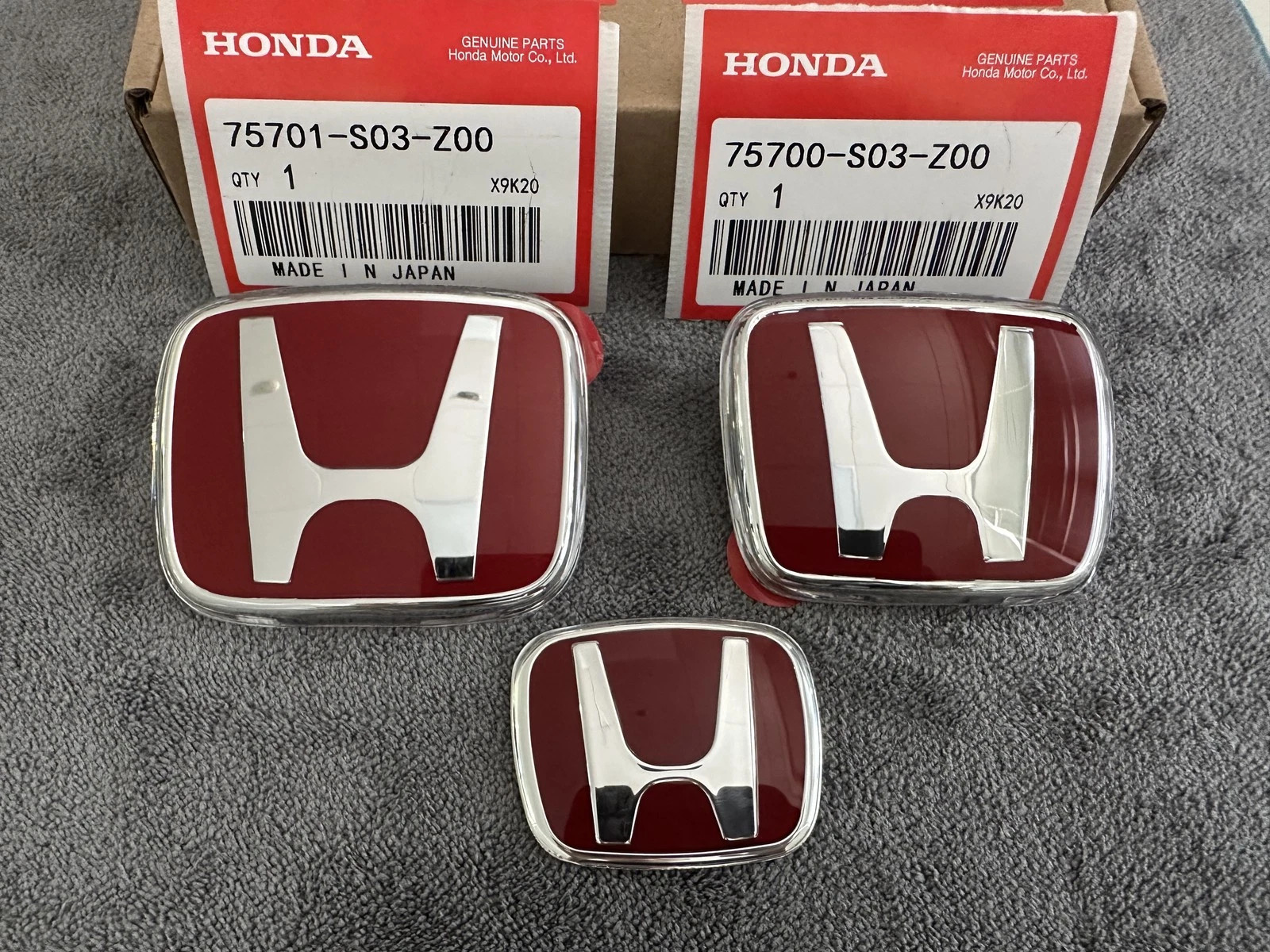 3PCS Red H Emblem Front Rear Steering Badge Fit For 2006~15 Honda CIVIC SEDAN🎁