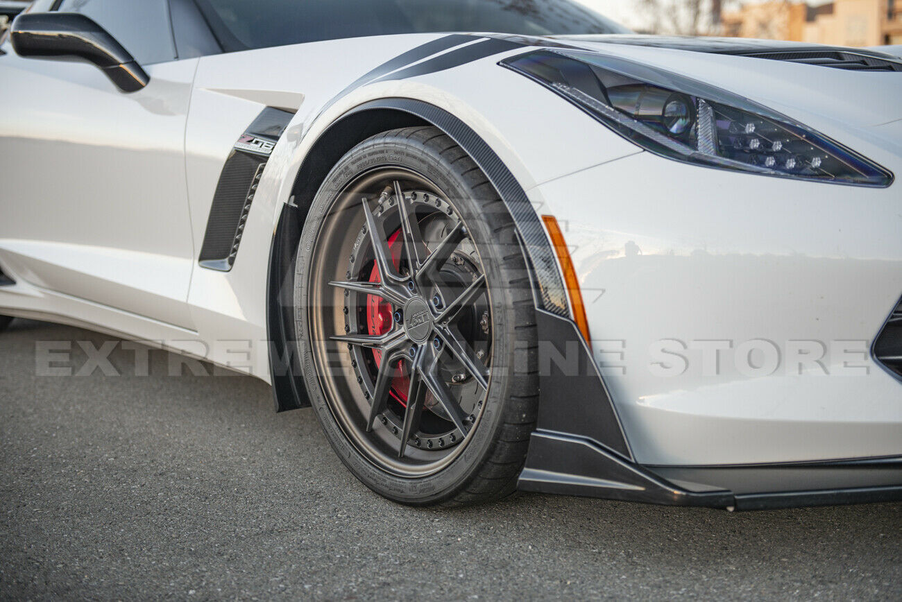 Front Wheel Trim Fender Flares For 14-19 Corvette C7 Hydro-Dipped Carbon Fiber