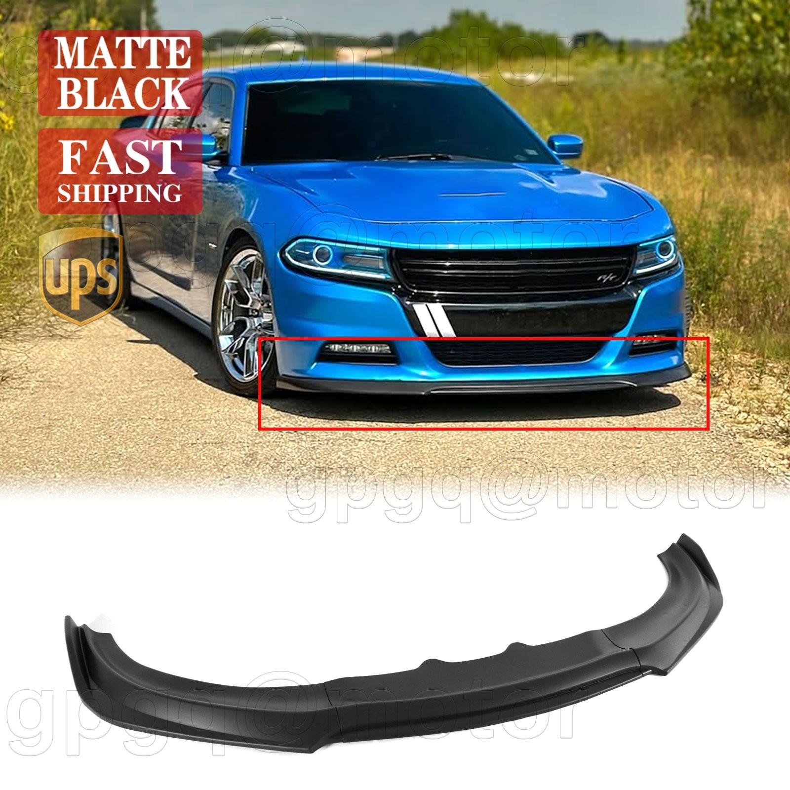 For Dodge Charger R/T SXT 2015-23 V3 Style Matte Black Front Bumper Lip Splitter