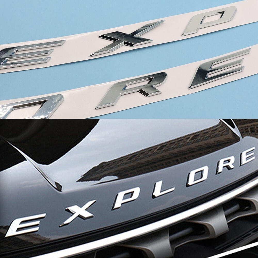 3D Gloss Silver Front Hood Letters For Explor-er Sport Emblem 2011-2024 Modified