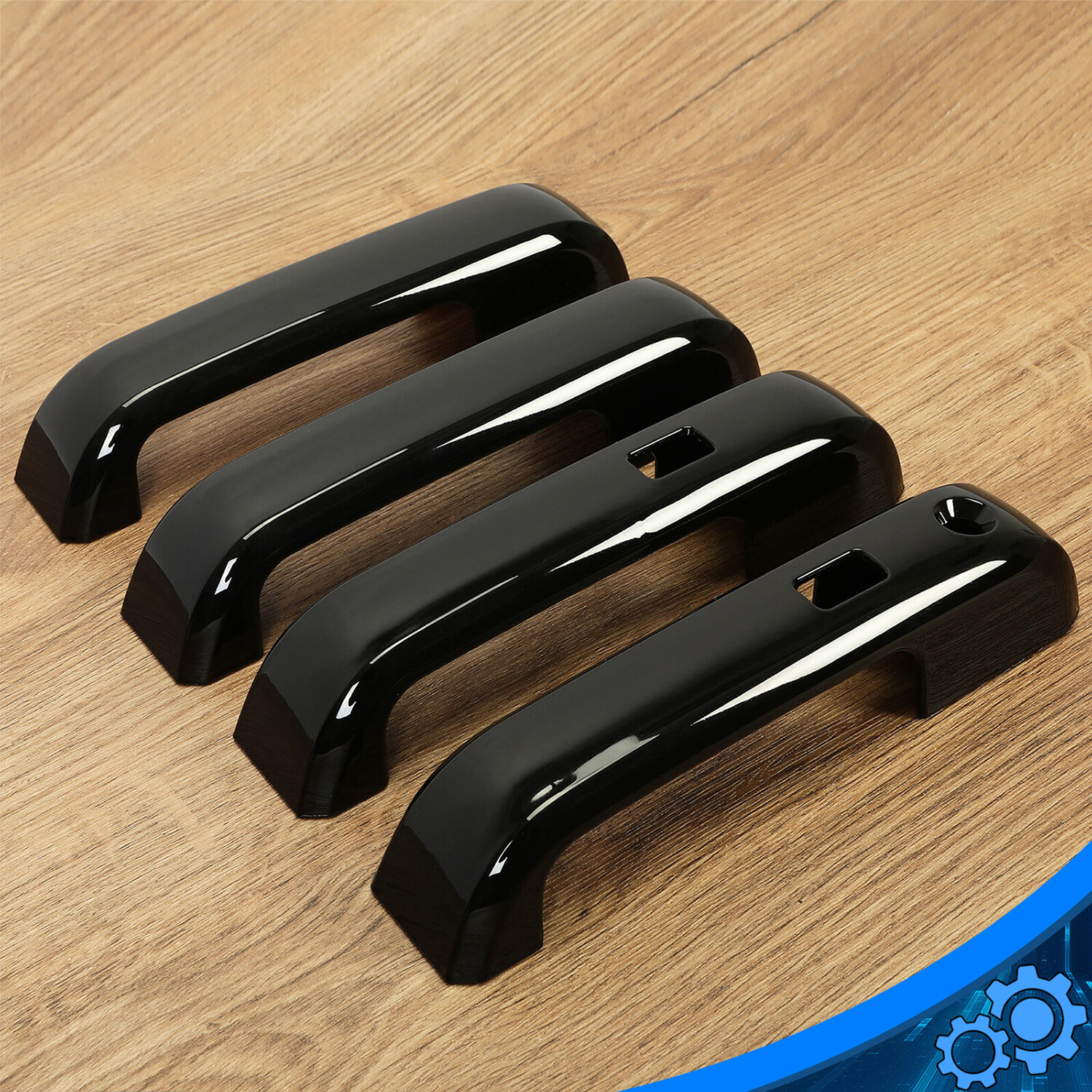 For 2017-2022 Ford F250 F350 Super Duty GLOSS BLACK Door Handle Cover W/Smartkey