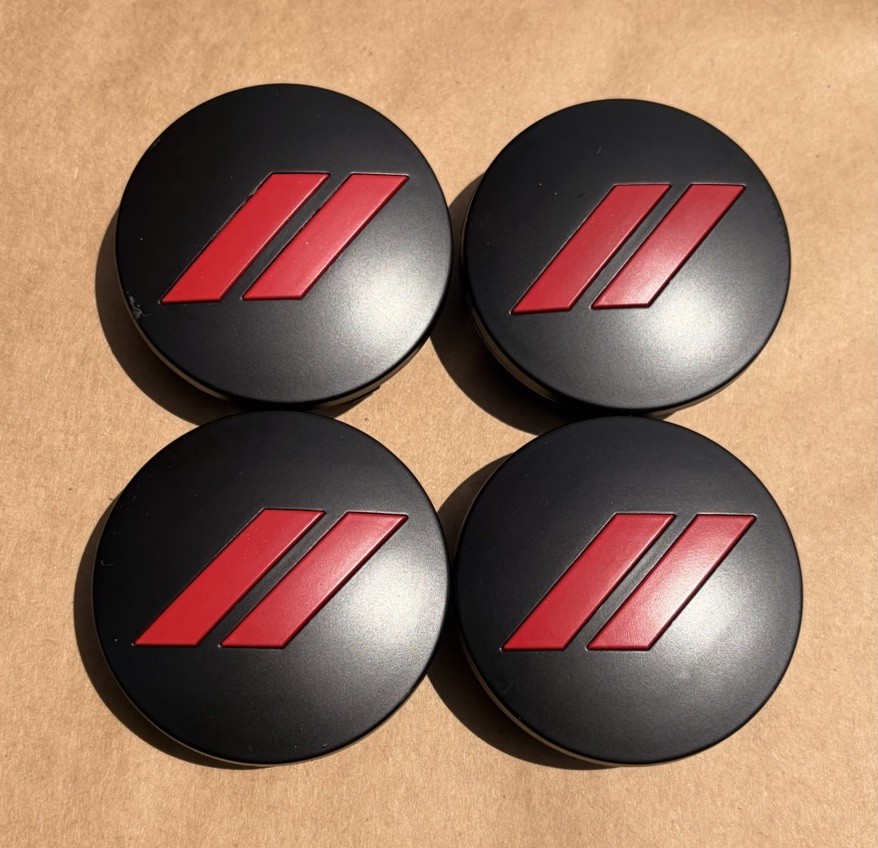4pc Set 63mm Red // Slash Wheel Center Caps For Dodge Charger Challenger Durango