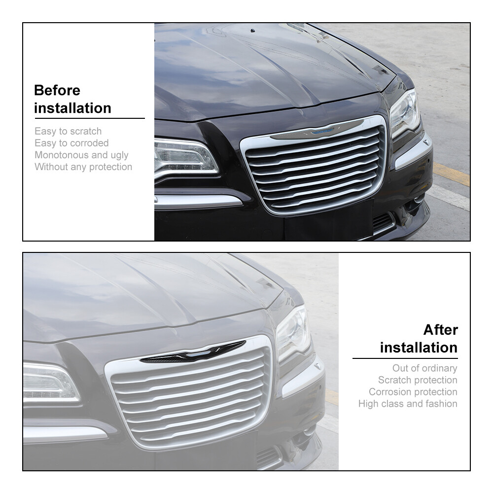 Carbon Fiber Front Rear Grille Logo Badge For Chrysler 300/300C 15+ Carbon Fiber