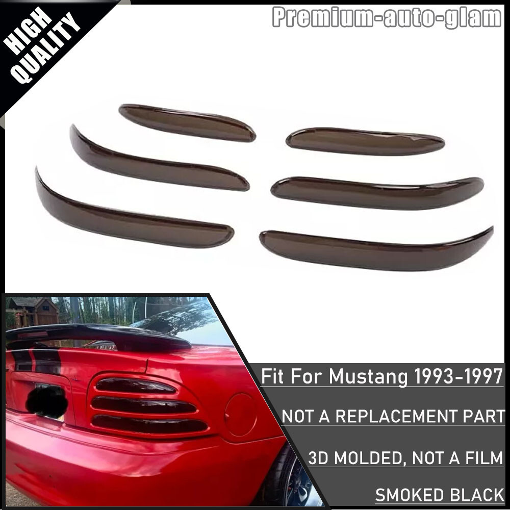 Smoke Black Taillight Lamp Light Cover Guard Decor Trim Molded for Ford Mustang