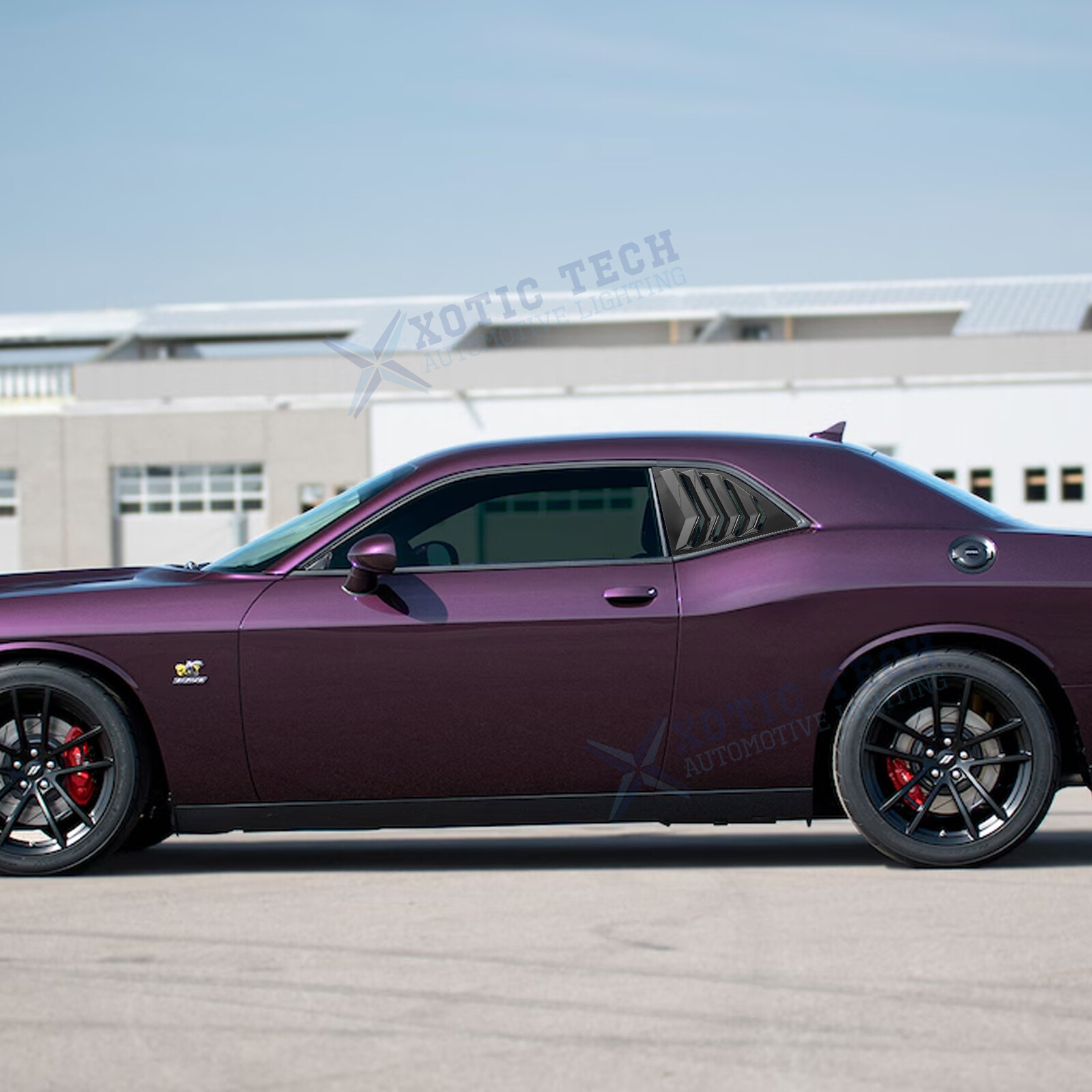 Side Window Louver Blinds Sun Shades Trim For Dodge Challenger 2008+ Gloss Black