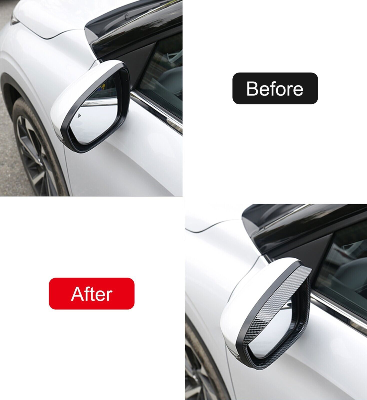 For Mitsubishi Outlander 2022-2024 Rearview Side Mirror Eyebrow Cover Trim 2pcs