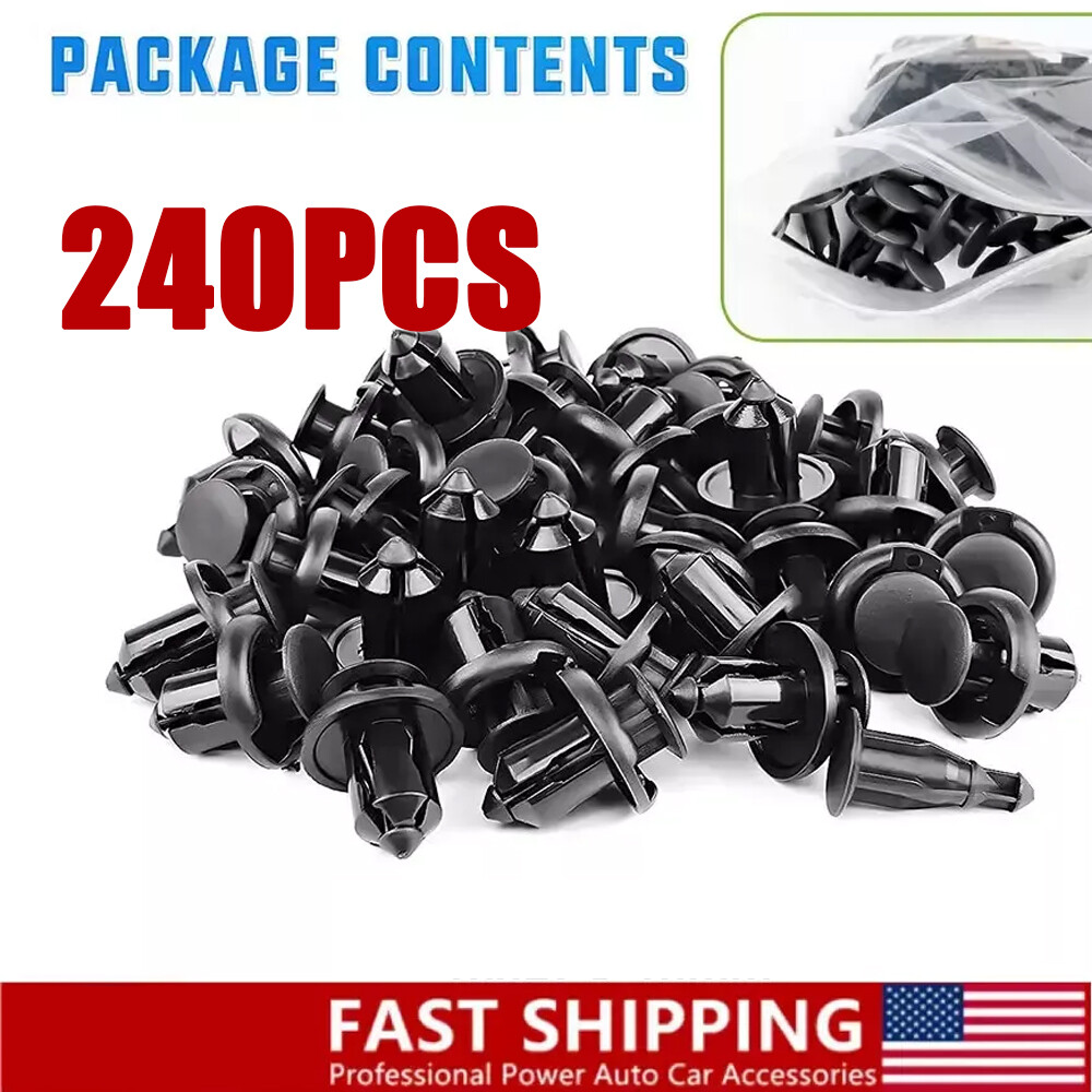 240Pcs 10mm Bumper Clips Retainer Auto Car Rivets Fastener Fender Push For Honda